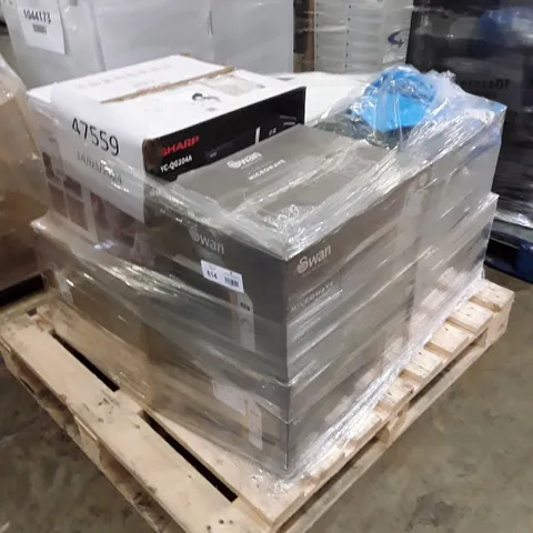 PALLET OF APPROXIMATELY 8 ASSORTED UNPROCESSED RAW RETURN MICROWAVES TO INCLUDE;