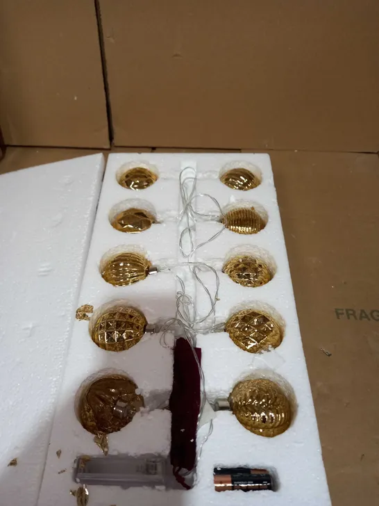 ALISON CORK MERCURY GLASS SET OF 10 BAUBLE LIGHT STRAND