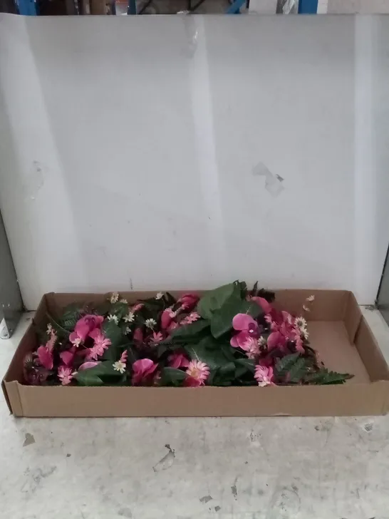 BOXED BRAND NEW 21" PHALAEONPSIS/DAISY MIXED HALF BUSH X12 (BURGUNDY) SILK FLOWERS 