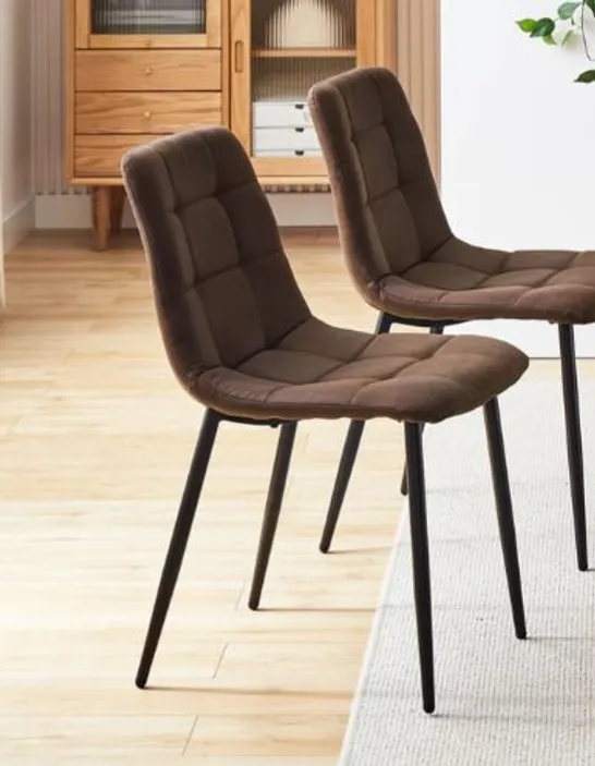 BOXED CHRISTIA SET OF TWO BROWN DINING CHAIRS