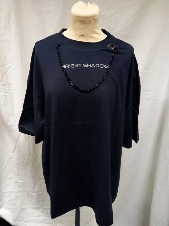 BRAND NEW KOI BRIGHT SHADOW UNISEX OVERSIZED T-SHIRT, NAVY - MEDIUM