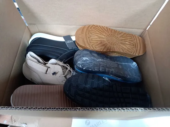 BOX OF APPROX 8 ASSORTED ITEMS TO INCLUDE - MAN BLACK SHOES - DYKHMATE - PALINKA UGGS ECT