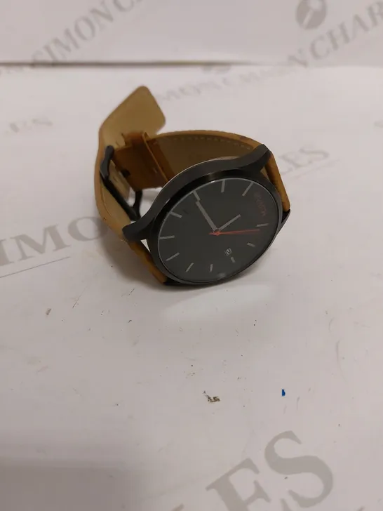 MVMT BLACK FACE TAN LEATHER WATCH 