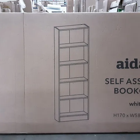 BOXED AIDAN BOOKCASE IN WHITE , H170 X W58 X D22CM 