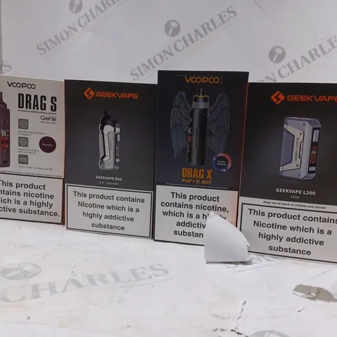 APPROXIMATELY 25 BOXED E-CIGARETTES TO INCLUDE ASPIRE VOOPOO DRAG S , GEEK VAPE L200 , VOOPOO DRAG X , ETC 
