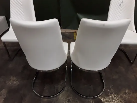 SET OF 4 WHITE LEATHER DINING CHAIRS
