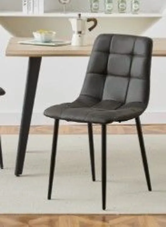 BOXED CHRISTIA SET OF TWO LIGHT GREY DINING CHAIRS