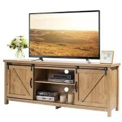 BOXED COSTWAY MODERN TV CABINET FOR 60" WOODEN MEDIA STORAGE SHELVES STAND W/ CABINETS (1 BOX)