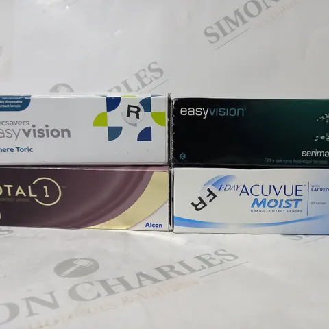 APPROXIMATELY 20 ASSORTED HOUSEHOLD ITEMS TO INCLUDE EASY VISION CONTACT LENSES, DAILIES TOTAL 1 CONTACT LENSES, ETC