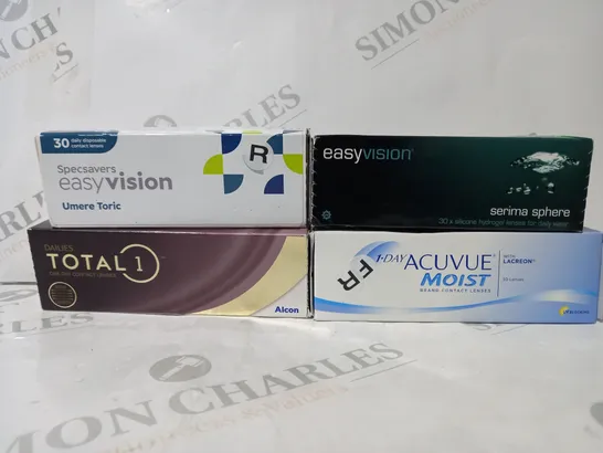 APPROXIMATELY 20 ASSORTED HOUSEHOLD ITEMS TO INCLUDE EASY VISION CONTACT LENSES, DAILIES TOTAL 1 CONTACT LENSES, ETC