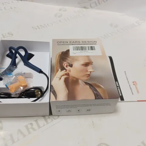 BOXED DIGITAL OPEN EAR BLUETOOTH WIRELESS BONE CONDUCTION HEADPHONES WITH USB CABLE, EARPLUGS AND MANUAL