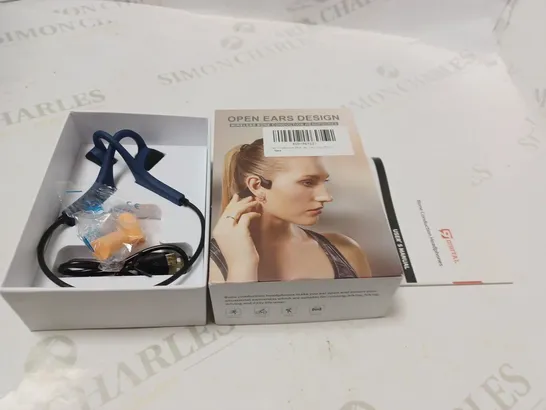 BOXED DIGITAL OPEN EAR BLUETOOTH WIRELESS BONE CONDUCTION HEADPHONES WITH USB CABLE, EARPLUGS AND MANUAL