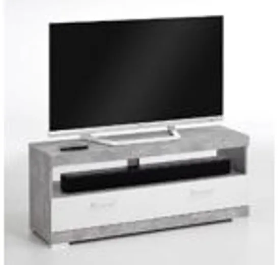 BRAND NEW & BOXED BETON ENTERTAINMENT/TV UNIT IN GLOSSY CONCRETE (1 BOX)