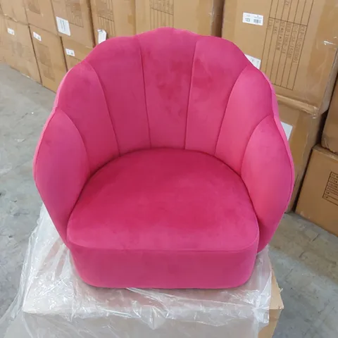 BOXED VELVET ARMCHAIR CHAIR - RED 