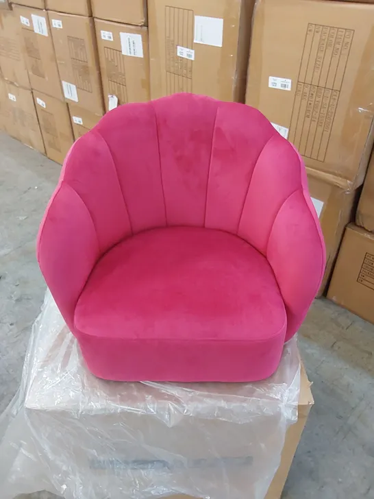 BOXED VELVET ARMCHAIR CHAIR - RED 