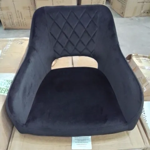 BOXED PAIR OF BLACK VELVET UPHOLSTERED DINING CHAIRS/STOOLS