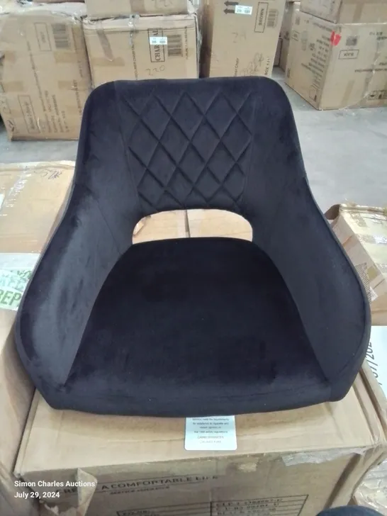 BOXED PAIR OF BLACK VELVET UPHOLSTERED DINING CHAIRS/STOOLS