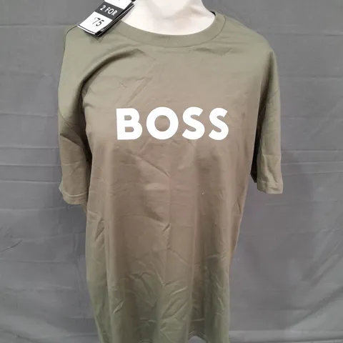 BOSS KHAKI BEACHWEAR T-SHIRT - LARGE