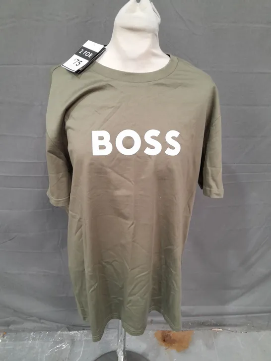 BOSS KHAKI BEACHWEAR T-SHIRT - LARGE