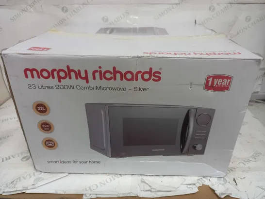 BOXED MORPHY RICHARDS 23 LITRES 900W COMBI MICROWAVE IN SILVER