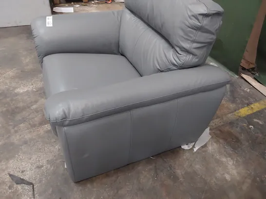 DESIGNER EASY CHAIR GREY LEATHER 