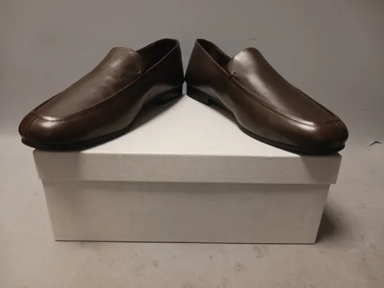 BOXED PAIR OF ARKET LOAFERS IN DARK BROWN EU SIZE 40