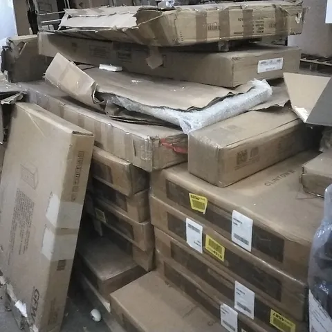 PALLET OF ASSORTED FLATPACK FURNITURE PARTS INCLUDING DINING TABLE PARTS, 5 DRAWER LOW WARDROBE PARTS, RADLEY WARDROBE PARTS