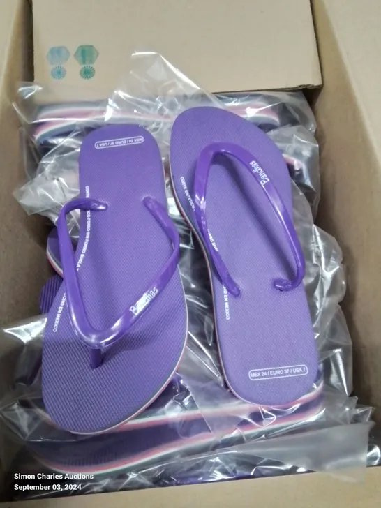 BOX CONTAINING 20 PAIRS OF MEXICO BANDHAS FLIPFLOP/SANDLES SIZE 4UK