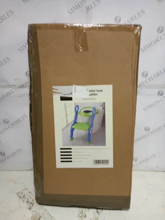 BOXED TODDLER TOILET SEAT WITH LADDER - GREEN/BLUE