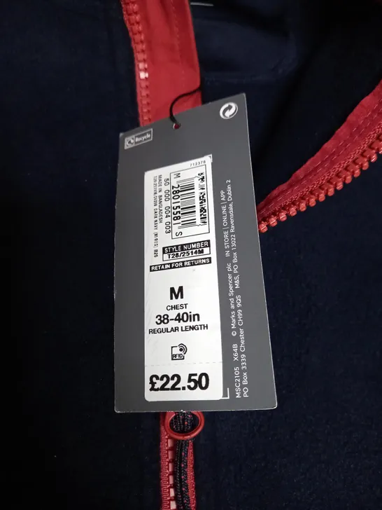 M&S COLLECTION HALF MICRO FLEECE - DARK NAVY, MEDIUM