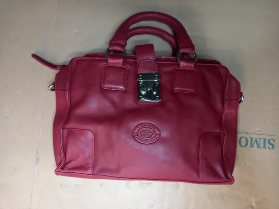 LONDON LEATHER GOODS FAUX LEATHER HEANDBAG IN RED