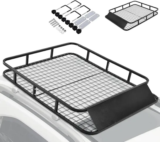 BOXED COSTWAY UNIVERSAL ROOF RACK BASKET CAR TOP LUGGAGE CARRIER CARGO HOLDER TRAVEL 48'' X 40''