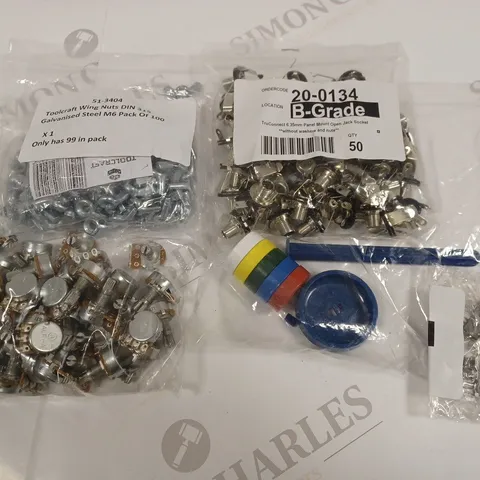 LOT OF ASSORTED ITEMS TO INCLUDE TRUCONNECT OPEN JACK SOCKETS, WINGNUTS AND PANEL NUTS