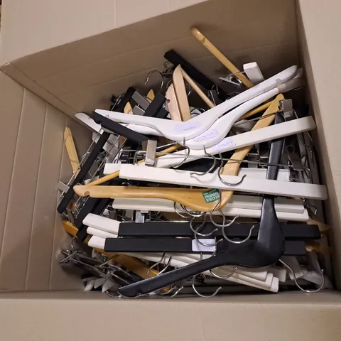 BOX OF ASSORTED CLOTHES  HANGERS