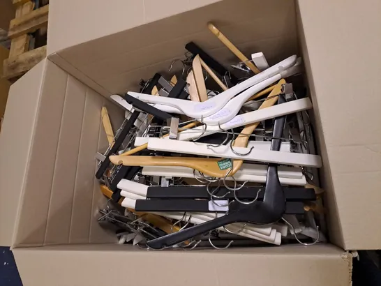 BOX OF ASSORTED CLOTHES  HANGERS