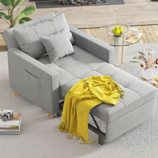 BOXED EMMA-LEIGH 1 SEATER FOLD OUT UPHOLSTERED LOUNGER