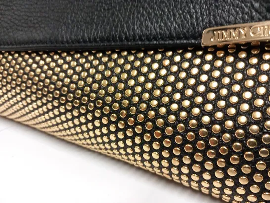 JIMMY CHOO BLACK AND GOLD LEATHER STUD LARGE CLUTCH BAG