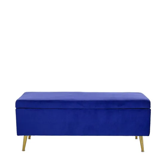 ALISON CORK ROUND VELVET STORAGE OTTOMAN CLASSIC BLUE