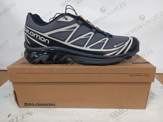 BOXED PAIR OF SALOMON XT-6 GTX SHOES IN BLACK/GREY UK SIZE 11