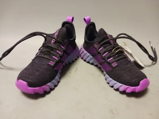 BOXED PAIR OF ADIDAS KAPTIR FLOW KIDS SHOES INJ PURPLE MULTI UK SIZE 12