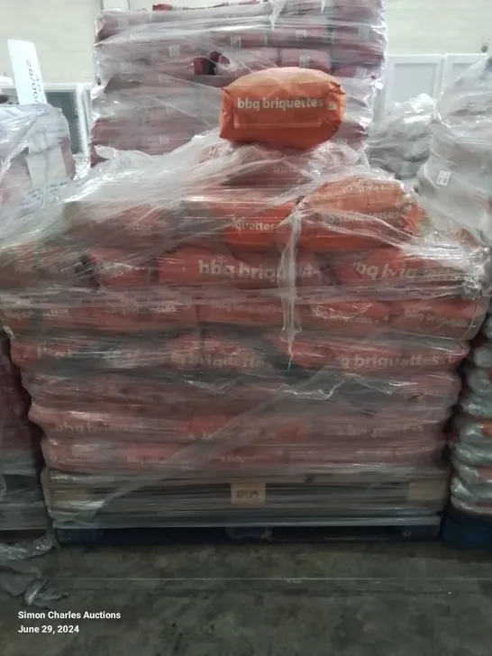 PALLET TO CONTAIN APPROX 50 X 5KG BAGS OF BBQ TIME BARBECUE CHARCOAL BRIQUETTES 