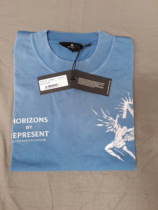 REPRESENT ICARUS T-SHIRT IN SKY BLUE SIZE LARGE