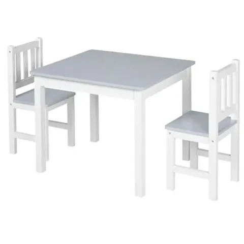 BOXED CHILDREN'S TABLE WITH CHAIR SET IN WHITE/GREY - 1 BOX