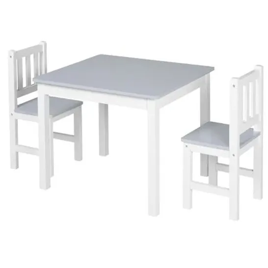 BOXED CHILDREN'S TABLE WITH CHAIR SET IN WHITE/GREY - 1 BOX