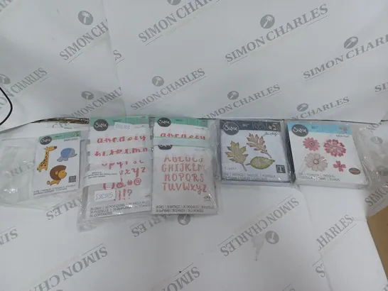 APPROXIMATELY 10 SIZZIX CRAFTING ITEMS TO INCLUDE THINLITS DIE, SEQUIN AND BEADS, AND DIE BRUSH AND FOAM PAD ETC. 