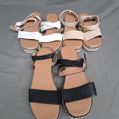 BOX OF APPROXIMATELY 20 ASSORTED PAIRS OF SANDAL FOOTWEAR ITEMS IN VARIOUS COLOURS AND SIZES