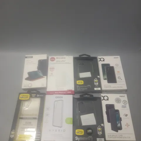 BOX OF APPROX 15 ASSORTED IPHONE ITEMS TO INCLUDE - XQISIT SLIM WALLET SELECTION IPHONE 5.8 - XQISIT FLEX CASE P30 PRO - INVISIBLE SHIELD GALAXY S20 ETC