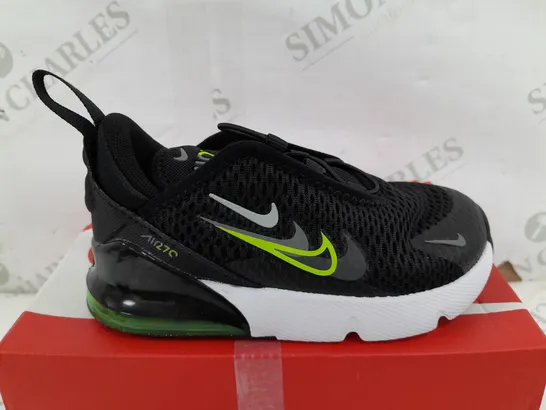 BOXED PAIR OF NIKE AIR MAX 270 IN BLACK/GREEN - UK KIDS 8.5