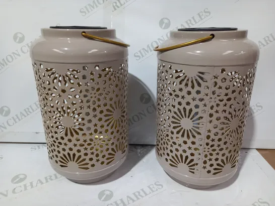 GARDEN REFLECTIONS SET OF 2 PATTERNED SOLAR LANTERNS