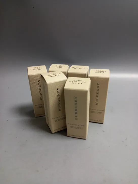 LOT OF 6 BURBERRY FRESH GLOW NUDE RADIANCE FOUNDATION TESTERS 5ML